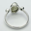 Raw Natural Moldavite Ring with faceted Moldavite outriders  | 925 Sterling Silver | Open back | US Size 7, 8, 8.25 | Green Obsidian |  CZ Republic | Intense Personal Heart Transformation | Scorpio Stone | Genuine Gems from Crystal Heart Melbourne Australia since 1986