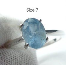 Load image into Gallery viewer, Aquamarine Ring | Faceted Oval | Dainty claw set solitaire | 925 Sterling Silver |  US Size 6, 7, 8, 9 |  Emotional uplifts calm and strength | Genuine Gemstones from Crystal Heart Melbourne Australia since 1986