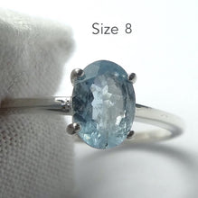 Load image into Gallery viewer, Aquamarine Ring | Faceted Oval | Dainty claw set solitaire | 925 Sterling Silver |  US Size 6, 7, 8, 9 |  Emotional uplifts calm and strength | Genuine Gemstones from Crystal Heart Melbourne Australia since 1986