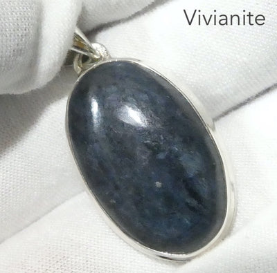 Vivianite Pendant | Oval Cabochon | 925 Sterling Silver | Bezel Set | Open Back | Intense personal intuition | connection |  healing | Genuine Gems from Crystal Heart Melbourne Australia since 1986