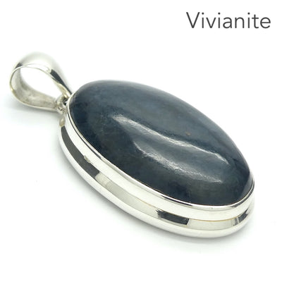 Vivianite Pendant | Oval Cabochon | 925 Sterling Silver | Bezel Set | Open Back | Intense personal intuition | connection |  healing | Genuine Gems from Crystal Heart Melbourne Australia since 1986