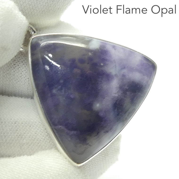 Opal Pendant, Violet Flame, Triangle Cabochon, 925 Silver, r2