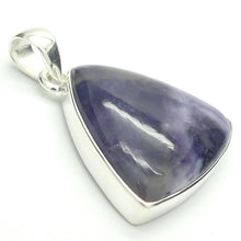 Load image into Gallery viewer, Violet Flame Opal Pendant | Triangle Cabochon | Mexico | 925 Sterling Silver | Bezel Set | Open Back | White Opal with Violet Surge | Spiritual Vision | Rest and Recharge | Patience in Action | Genuine Gems from Crystal Heart Melbourne Australia since 1986