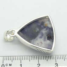 Load image into Gallery viewer, Violet Flame Opal Pendant | Triangle Cabochon | Mexico | 925 Sterling Silver | Bezel Set | Open Back | White Opal with Violet Surge | Spiritual Vision | Rest and Recharge | Patience in Action | Genuine Gems from Crystal Heart Melbourne Australia since 1986