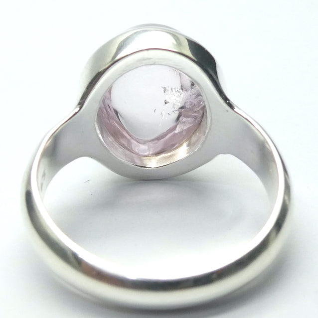 Morganite Ring Oval Cabochon | Pink Beryl | Good Color &Translucency | 925 Sterling Silver | Besel Set | Comfy Curved Bezel | US Size 7.25 | AUS Size O | Divine Love | Libra Stone | Genuine Gems from Crystal Heart Melbourne Australia since 1986