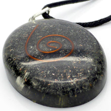 Load image into Gallery viewer, Orgone Crystal Pendant | Black Tourmaline Chips in Orgonite Oval | Shield Radiation Protect from Negative energy | Attract Prana Ch&#39;i Qi | Includes black cotton cord | Crystal Heart Australian Alternative Megastore est. 1986