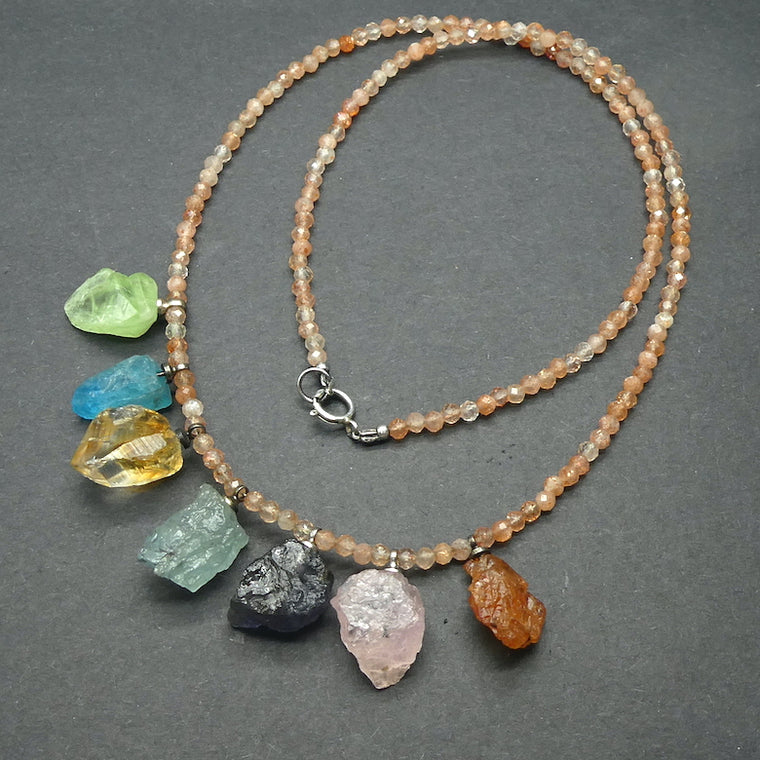 Gemstone Necklace ~ Sunstone Faceted Beads & Gemstone Nuggets