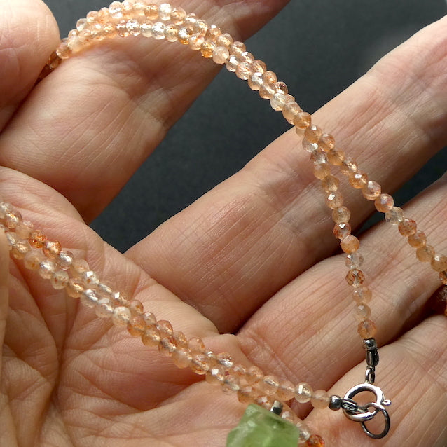 2.5 mm Faceted Sunstone Beads Necklace with Raw Gemstone Nuggets of Peridot, Aquamarine, Morganite, Hessonite Garnet, , Apatite, Citrine| Genuine gemstones from Crystal Heart Melbourne Australia since 1986