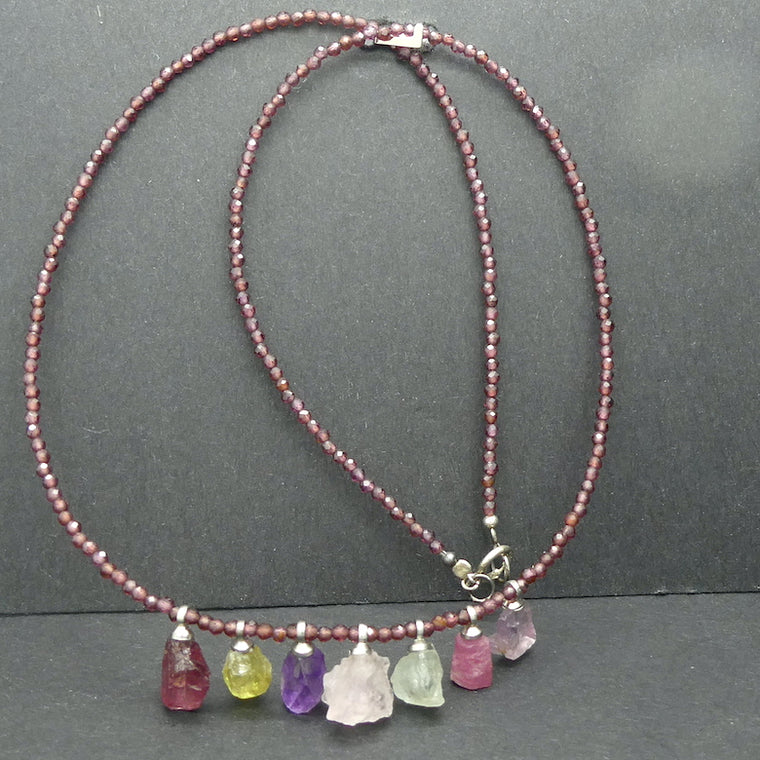 Gemstone Necklace ~ Garnet Faceted Beads & Gemstone Nuggets