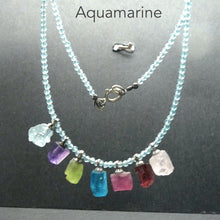 Load image into Gallery viewer, 45 cms Faceted Aquamarine Beads Necklace with Raw Gemstone Nuggets of Aquamarine, Amethyst, Peridot, Blue Apatite, Ruby, Garnet and Morganite | Genuine gemstones from Crystal Heart Melbourne Australia since 1986