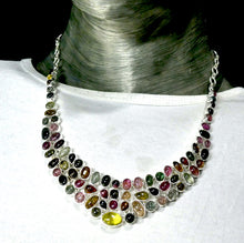 Load image into Gallery viewer, Tourmaline Necklace | Stunning Cabochons | Red and pink Rubellite | Yellow Gold | Blue Indicolite | Green | 925 Sterling Silver | Genuine Gems from Crystal Heart Melbourne Australia since 1986