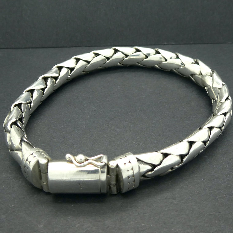 Silver Bracelet, 23 cm Mens' Size, Safety Clasp, Woven 925 Sterling Silver kp1