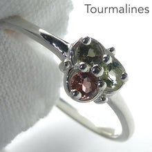 Load image into Gallery viewer, Tourmaline Ring | Pink and Green | Three Faceted Oval Gemstones | 925 Sterling | Strong Prong Setting | US Size 5, 6, 8, 9 &amp; 10 | Supercharge and unblock the heart | Emotional Clarity | Self Empowerment | Genuine Gems from Crystal Heart Australia since 1986