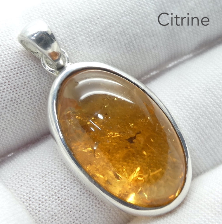 Citrine Pendant, Natural, Large Cabochon Oval, 925 Silver p1