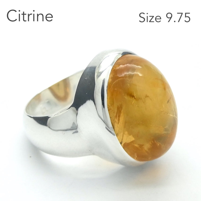 Natural Citrine Ring | Oval Cabochon | | Unheated | Chunky Polished 925 Sterling Silver | US Size 9.75 | AUS Size T | Abundant Energy | Burns up Negativity | Healing Confidence | Genuine Gems from Crystal Heart Melbourne Australia  since 1986