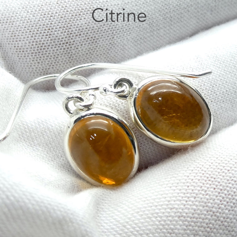 Citrine Earring, Cabochon Oval, 925 Silver pb