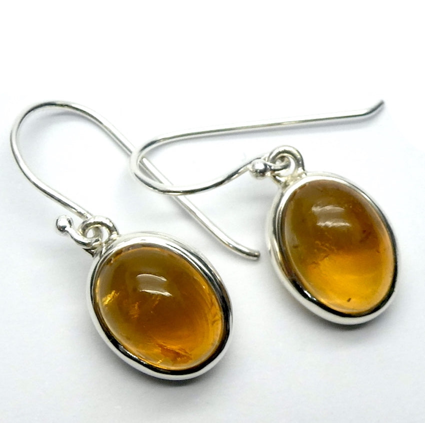 Citrine Earring Cabochon Oval | Natural Honey Colour | 925 Sterling Silver | Abundant Energy Repel Negativity | Aries Gemini Leo Libra | Crystal Heart Melbourne Australia  since 1986