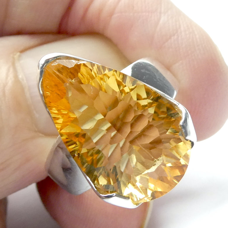 Citrine Ring Faceted Teardrop Special Cut 925 Silver g5