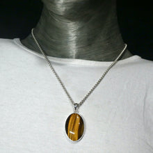 Load image into Gallery viewer, Tiger Eye Pendant | Good Chatoyancy |  Cabochon | 925 Sterling Silver | Bezel Set | Stimulate Mental &amp; Emotional focus | study | Sports | Mind Body Integration | Health | Genuine Gems from Crystal Heart since 1986