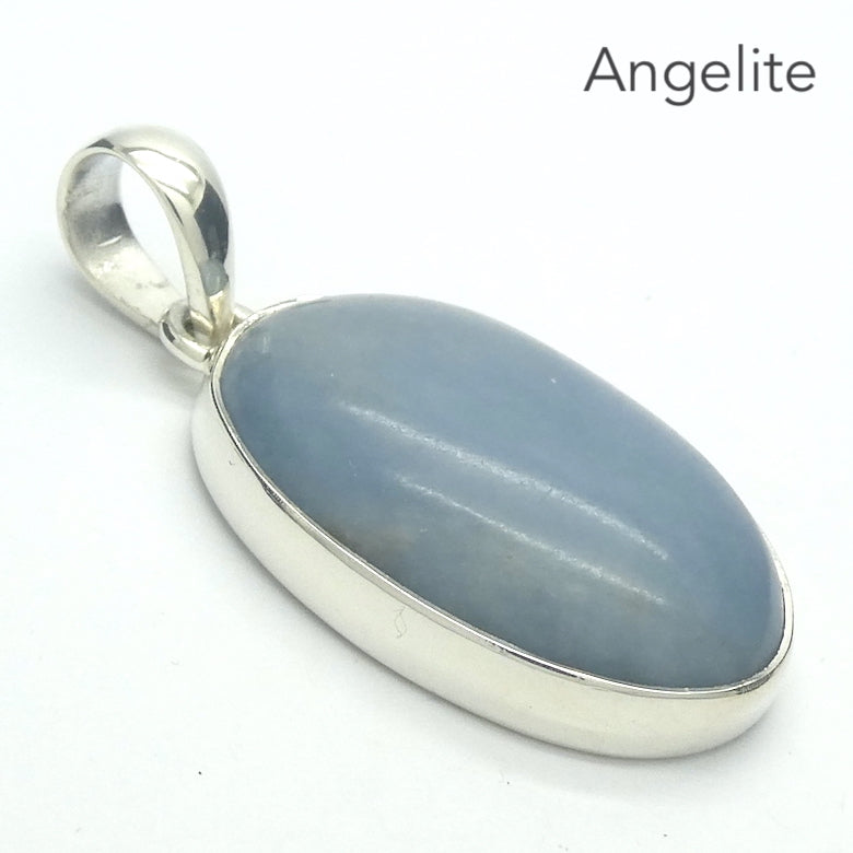 Angelite Pendant | Cabochon Oval | 925 Sterling Silver | Light Blue Stone | Peaceful and Soothing | Wholesomeness and Contentment | Allowing Deep Healing and Intuitive or Angelic connection | Genuine gems from Crystal Heart Melbourne Australia since 1986