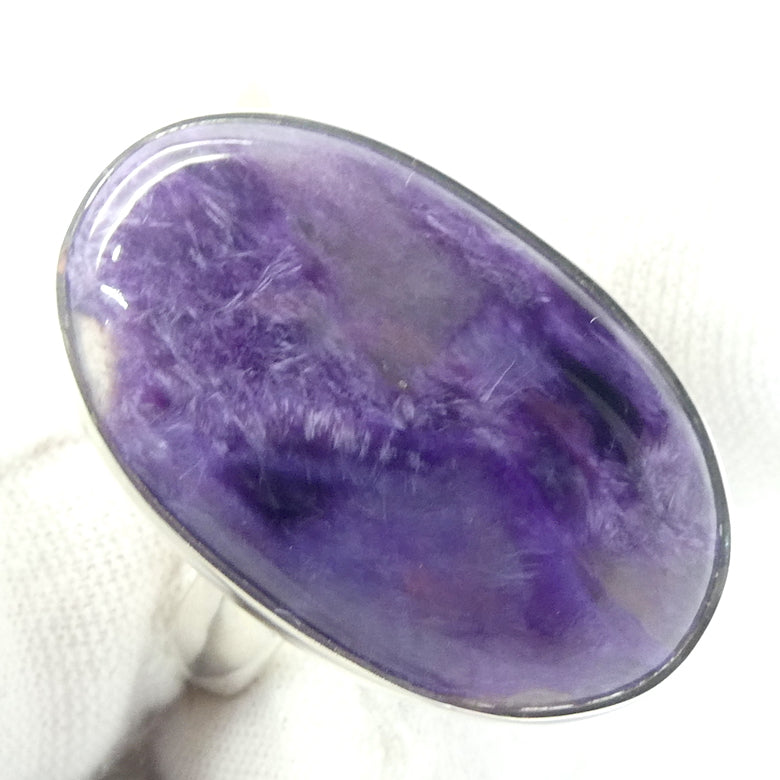 Charoite Ring Oval Cabochon | 925 Sterling silver | Adjustable US Size 7 to 8 | Awaken Spiritual Powers | Courage on the Path | Genuine Gemstones from Crystal Heart Melbourne Australia since 1986