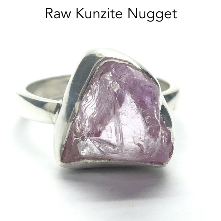 Kunzite Ring, Gemmy Raw Nugget, 925 Silver, US Size 5, s1