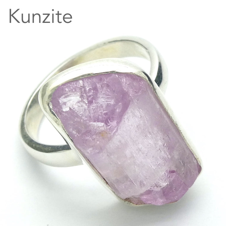 Kunzite Ring, Gemmy Raw Nugget, 925 Silver, US Size 6.5, s2