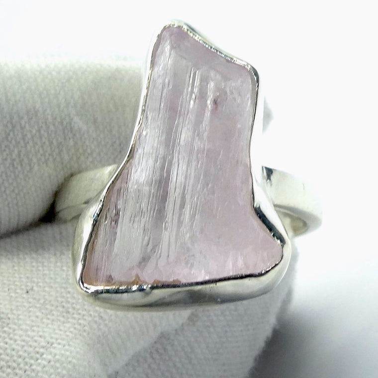Kunzite Ring, Gemmy Raw Nugget, 925 Silver, US Size 8.5, s4