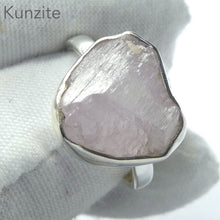 Load image into Gallery viewer, Kunzite Ring | Raw Natural Uncut Nugget | 925 Sterling Silver | Bezel Set | US Size 10 | AUS Size T1/2 | Wisdom of the Heart | Taurus Scorpio Leo | Genuine Gems from Crystal heart Melbourne Australia since 1986