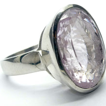 Load image into Gallery viewer, Kunzite Ring | Large Faceted Oval | 925 Sterling Silver | Deep Bezel Setting | US Size 8 | AUS Size P1/2 | Wisdom of the Heart | Taurus Scorpio Leo | Genuine Gems from Crystal heart Melbourne Australia since 1986