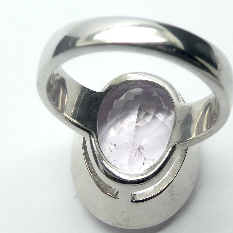 Kunzite Ring | Large Faceted Oval | 925 Sterling Silver | Deep Bezel Setting | US Size 8 | AUS Size P1/2 | Wisdom of the Heart | Taurus Scorpio Leo | Genuine Gems from Crystal heart Melbourne Australia since 1986