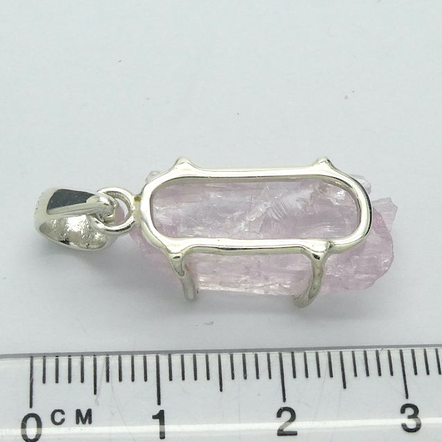 Kunzite Pendant | Pink Spodumene | Raw Crystal | Very clear transparency | 925 Sterling Silver | Wisdom of the Heart | Protection | Passion | Genuine gems from Crystal heart Melbourne Australia since 1986