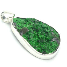 Load image into Gallery viewer, Uvarovite Garnet Drusy Pendant, Vivid Green, 925 Silver, s3