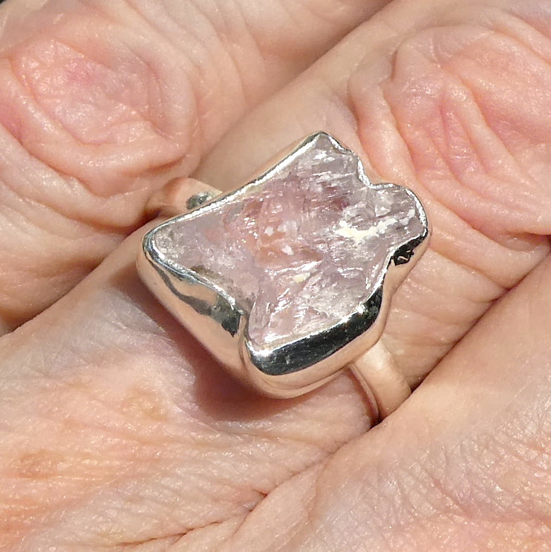 Kunzite Ring | Gemmy Nugget | Good colour & Transparency | 925 Sterling Silver | Bezel Set | US Size 9 | AUS Size R1/2 | Wisdom of the Heart | Taurus Scorpio Leo | Genuine Gems from Crystal heart Melbourne Australia since 1986