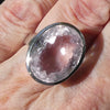 Kunzite Ring, Faceted Oval, Large, 925 Silver, US Size 7.75