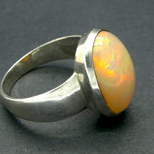 Load image into Gallery viewer, Ethiopian Opal Gemstone Ring | Large Solid Oval Cabochon  | Very Lively Display of Colours | Bright Reds, Oranges and Greens |  US Size 9 | AUS Size R1/2  Genuine Gemstones from  Crystal Heart Australia since 1986