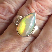 Load image into Gallery viewer, Ethiopian Opal Gemstone Ring | Large Solid Oval Cabochon  | Very Lively Display of Colours | Bright Reds, Oranges and Greens |  US Size 9 | AUS Size R1/2 | Genuine Gemstones from  Crystal Heart Australia since 1986