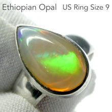 Load image into Gallery viewer, Ethiopian Opal Gemstone Ring | Large Solid Oval Cabochon  | Very Lively Display of Colours | Bright Reds, Oranges and Greens |  US Size 9 | AUS Size R1/2 | Genuine Gemstones from  Crystal Heart Australia since 1986