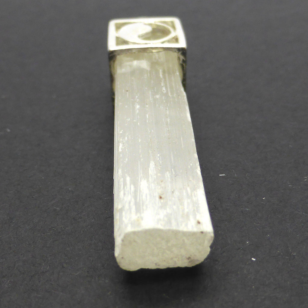 Selenite Pendant, natural uncut crystal | Silver Plated Base Metal | Yin Yang | Free cord  | Crystal Heart Melbourne Australia since1986