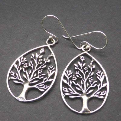 Earrings Tree in blossom | 925 Sterling silver | Set in Tear drop Frame | Nice Detail | Crystal Heart Melbourne Australia since 1986
