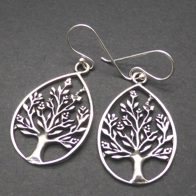 Tree Earring or Pendant, Blossoming Teardrop, 925 Sterling Silver