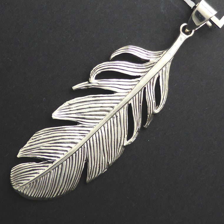Feather Pendant, Large, 925 Silver