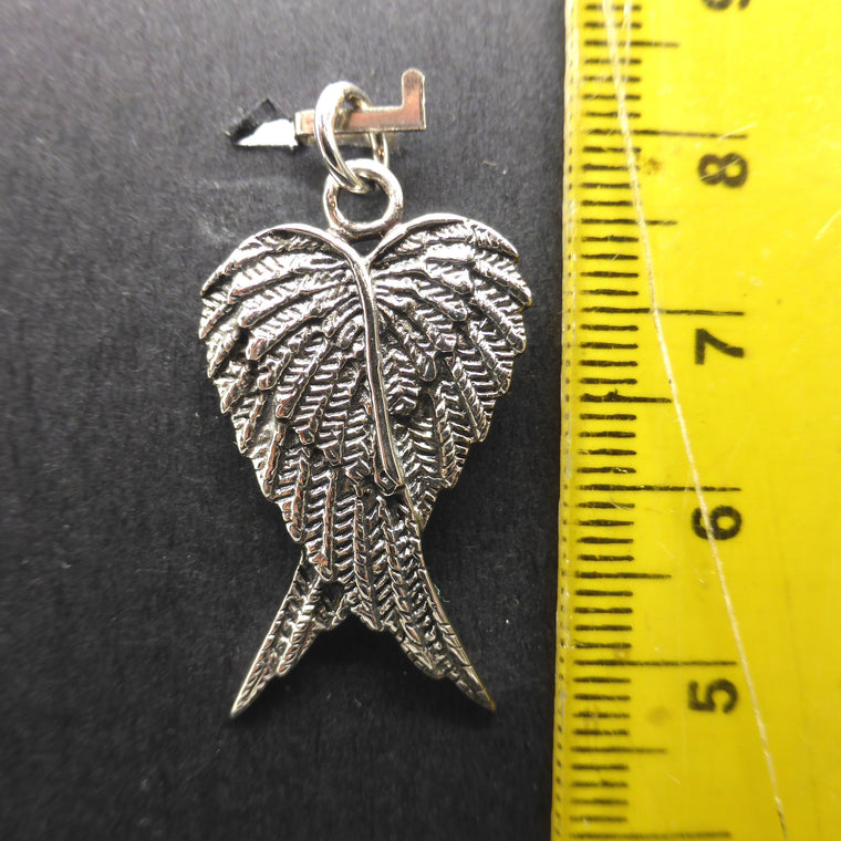 Angel Wings Pendant, bright or oxidised 925 Silver