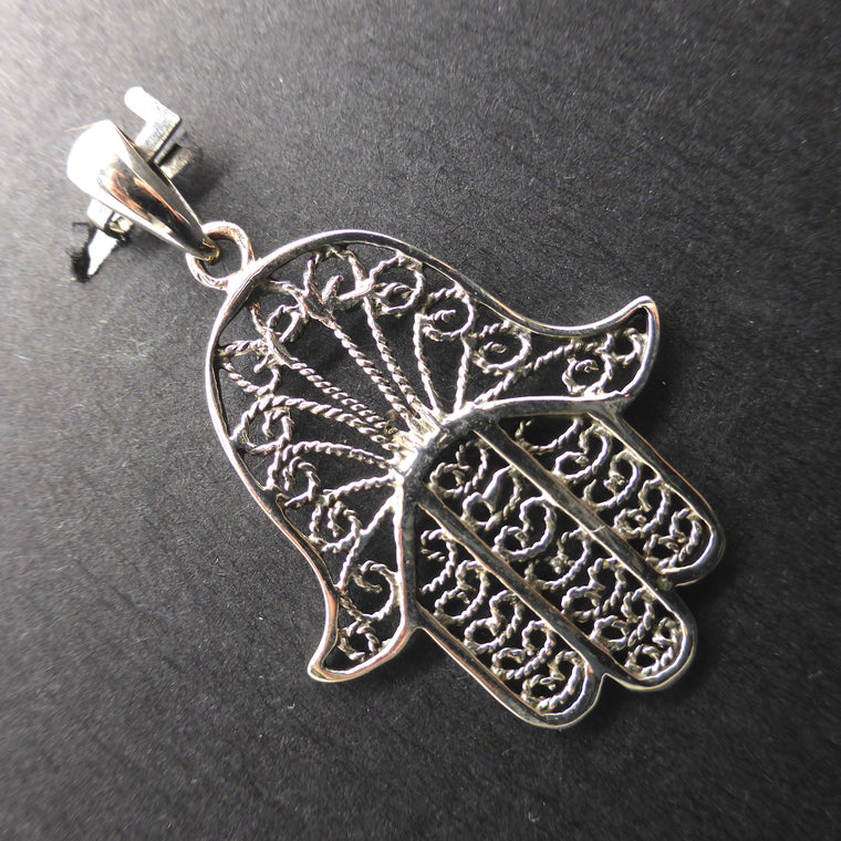 Hamsa Hand Pendant, 925 Silver