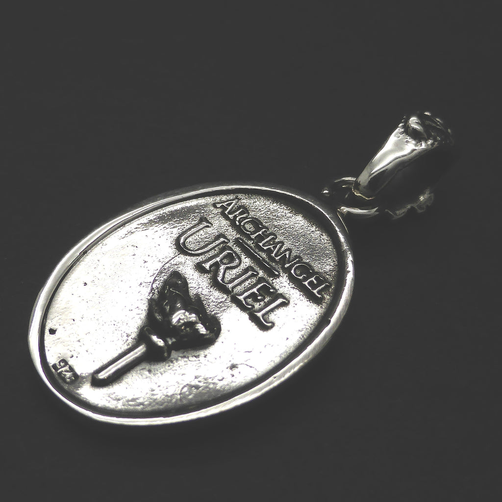 Archangel Uriel Pendant | 925 Sterling Silver | Illumination, Knowledge, Writing, Channeling Angel | Christian Symbol | Crystal Heart Melbourne Australia since 1986