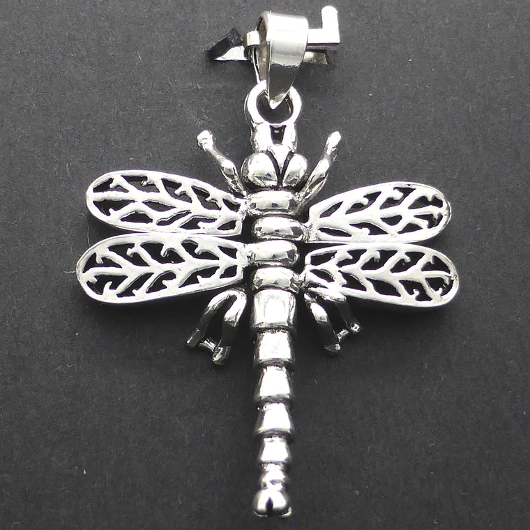 Dragonfly Pendant, moving wings, 925 Silver