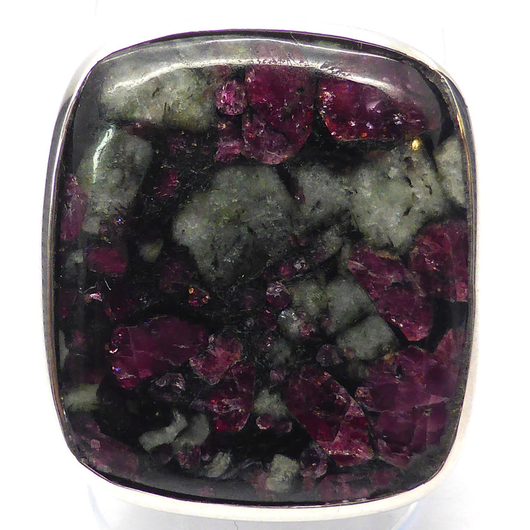 Eudialyte Ring, Square Cabochon, 925 Silver mj2