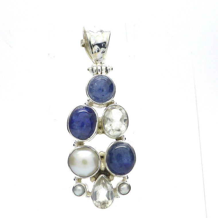 Pendant Blue Sapphire, Pearl, Crystal