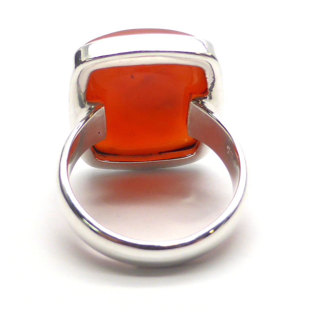 Carnelian Cabochon Ring | 925 Sterling Silver Strong Setting Size 8 | Consistent Color | Creativity Focus | Cancer Leo Taurus | Crystal Heart since 1986