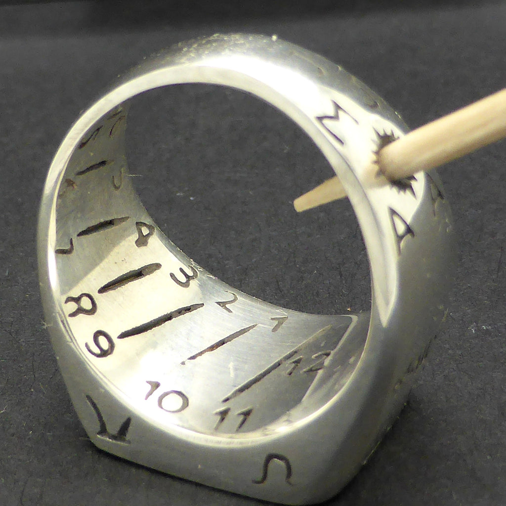 Sator Arepo Historical Ring | 925 Sterling Silver | US Size 8 | Copy of original found in Carcasonne, France | Sundial | Early Christian | Protection | Crystal Heart Australia since 1986